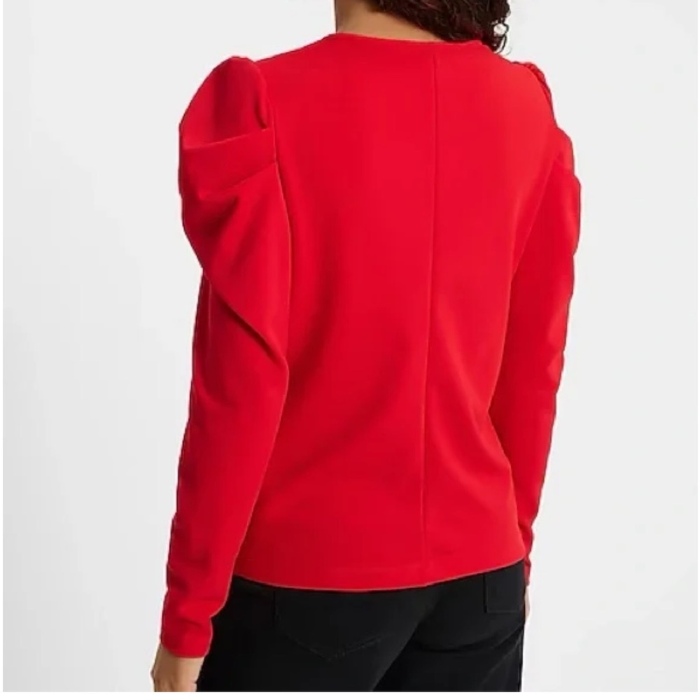 Express Red Puff Sleeve Top - Picture 4 of 7